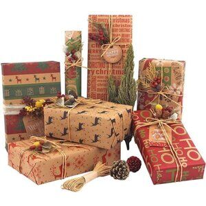 SmoTecQ Christmas Wrapping Paper Sheets – 12 Folded Sheets 70x50cm, 6 Vintage
